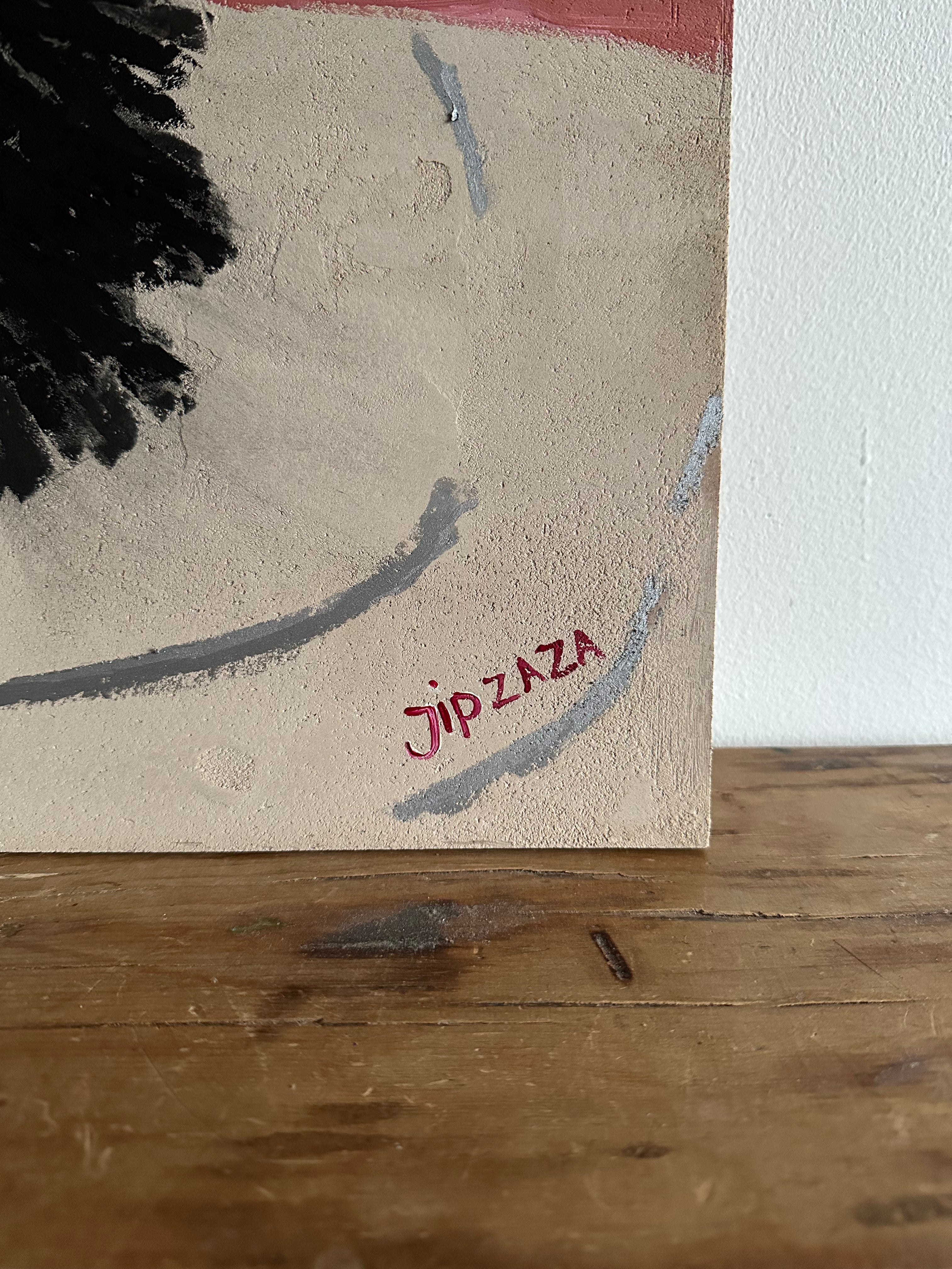 Landing van de kraai - Kunstwerk op beton cire